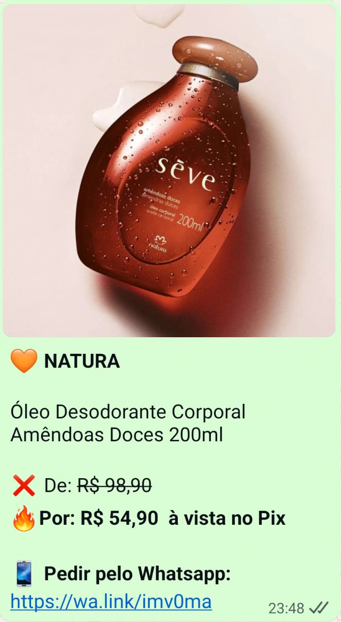 Oferta do óleo corporal Sève