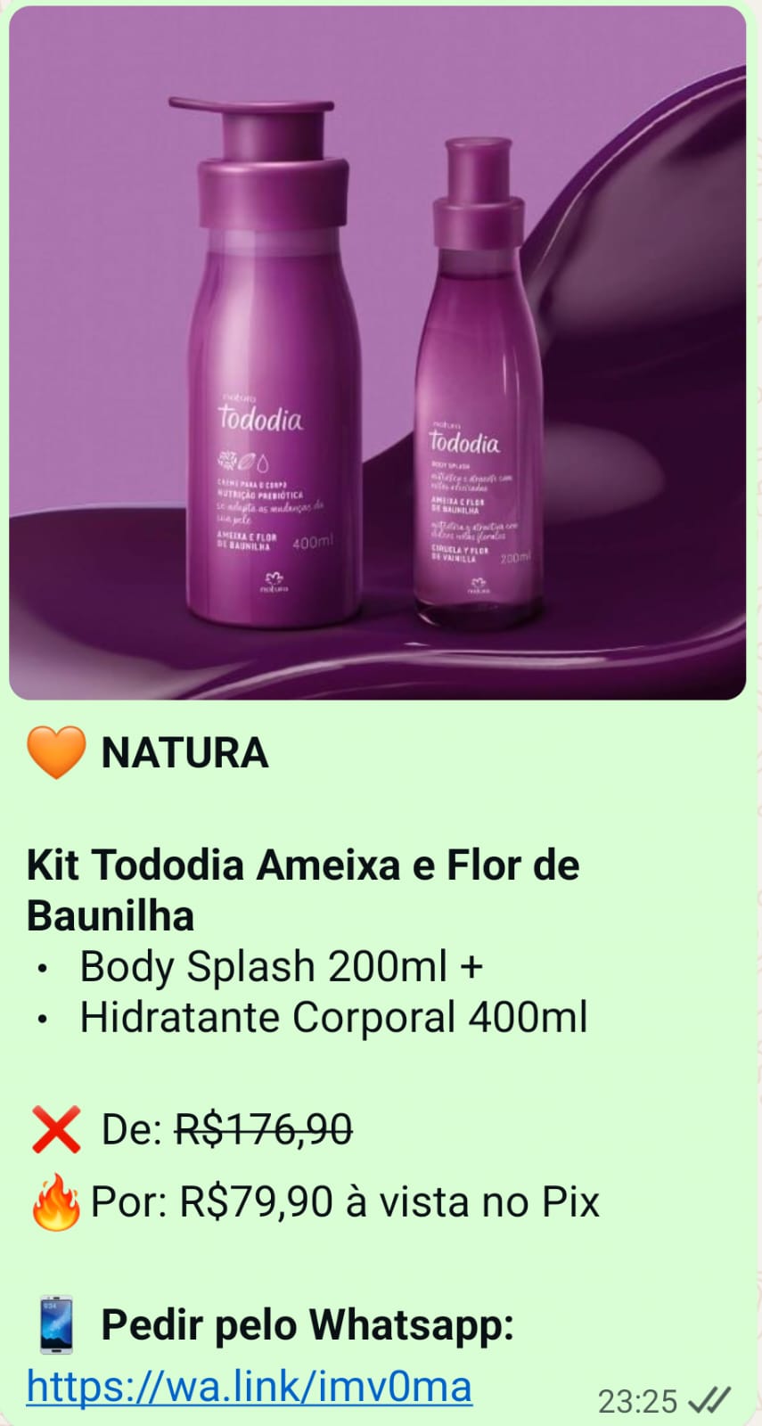 Oferta do kit Tododia Ameixa e Flor de Baunilha